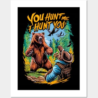 Bear Encounter in the Woods Funny Bear Hunting Posters and Art